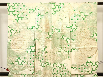 平和屋着物∵女の子 十三参り 子供 祝着 駒刺繍 洋花文 金彩 逸品 DAAY3052ma
