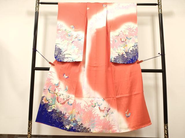 平和屋着物∵女の子 十三参り 子供 祝着 舞蝶文 暈し染め 金彩 逸品 DAAY3063ma