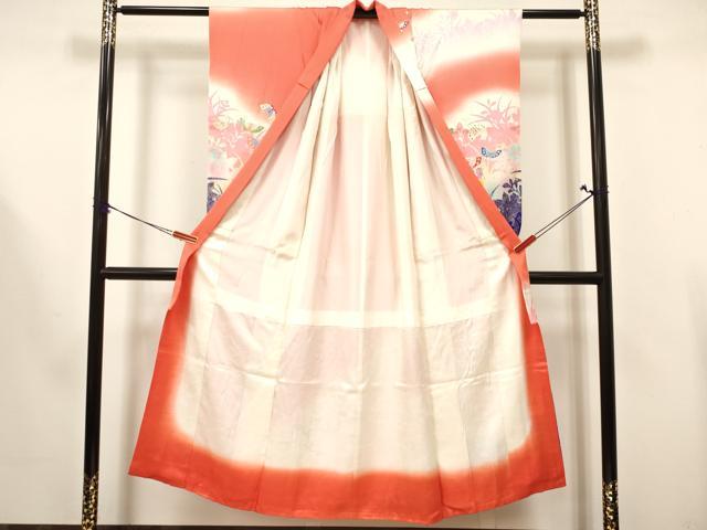 平和屋着物∵女の子 十三参り 子供 祝着 舞蝶文 暈し染め 金彩 逸品 DAAY3063ma