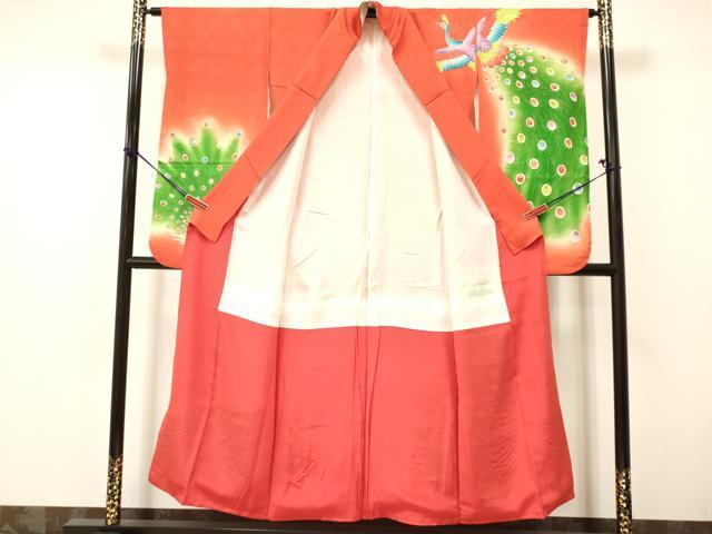 平和屋着物∵女の子 十三参り 子供 祝着 刺繍 絞り 孔雀 暈し染め 金彩 逸品 DAAY3073ma
