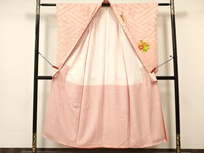 平和屋着物∵女の子 十三参り 子供 祝着 駒刺繍 雪輪花文 鹿の子 逸品 DAAY3076ma