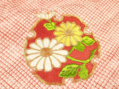 平和屋着物∵女の子 十三参り 子供 祝着 駒刺繍 雪輪花文 鹿の子 逸品 DAAY3076ma