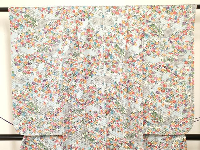 平和屋着物∵女の子　十三参り　子供　祝着　扇面花文　逸品　DAAY3080ma