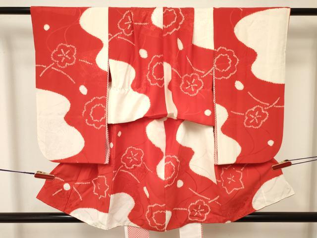 平和屋着物[]七五三　女の子　３歳　祝着　三つ身　襦袢付き　草花文　逸品　DAAY3092ma