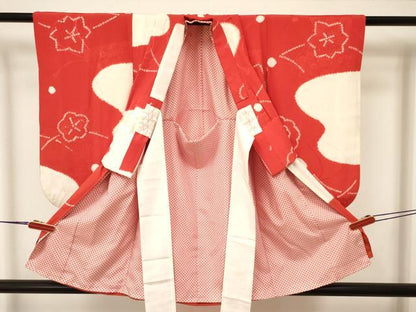 平和屋着物[]七五三　女の子　３歳　祝着　三つ身　襦袢付き　草花文　逸品　DAAY3092ma