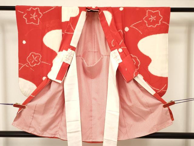 平和屋着物[]七五三　女の子　３歳　祝着　三つ身　襦袢付き　草花文　逸品　DAAY3092ma