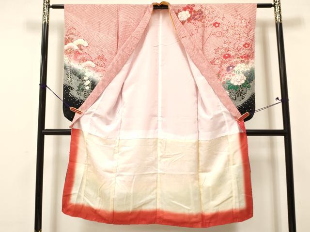 平和屋着物[]七五三　女の子　７歳　祝着　四つ身　花車文　暈し染め　金銀彩　逸品　DAAY3095ma