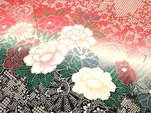 平和屋着物[]七五三　女の子　７歳　祝着　四つ身　花車文　暈し染め　金銀彩　逸品　DAAY3095ma