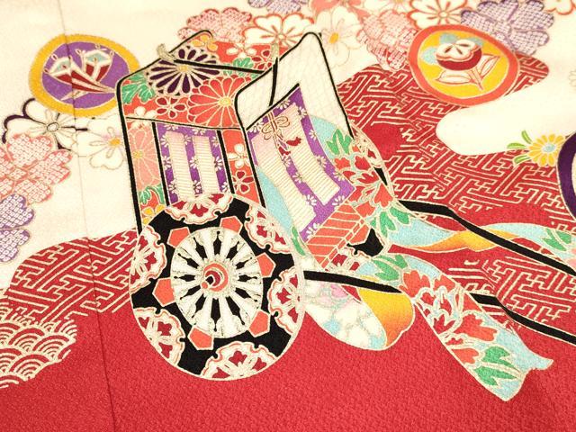 平和屋着物[]七五三 女の子 ３歳 祝着 三つ身 絞り 御所車飛鶴花文 暈し染め 金銀彩 逸品 DAAY3100ma