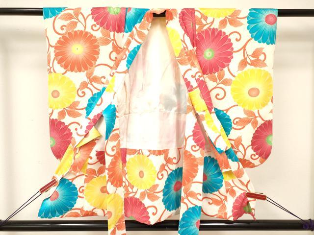 平和屋着物[]七五三　女の子　３歳　祝着　三つ身　菊唐草文　金彩　逸品　DAAY3101ma