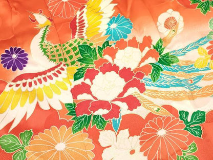 平和屋着物[]七五三　女の子　３歳　祝着　三つ身　駒刺繍　鳳凰花文　暈し染め　金彩　逸品　DAAY3103ma