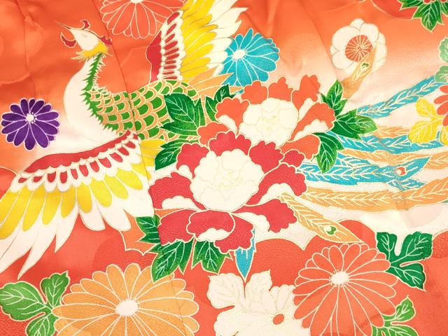 平和屋着物[]七五三　女の子　３歳　祝着　三つ身　駒刺繍　鳳凰花文　暈し染め　金彩　逸品　DAAY3103ma