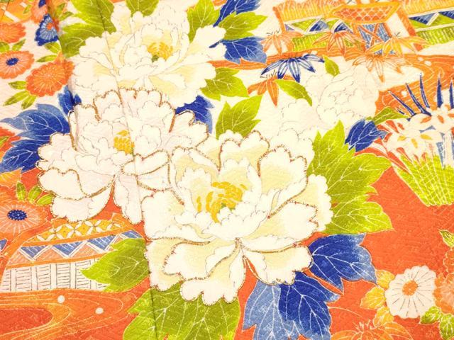 平和屋着物[]七五三　女の子　３歳　祝着　三つ身　駒刺繍　風景花文　洗える着物　DAAY3106ma