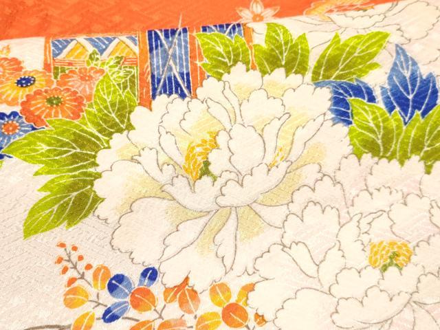 平和屋着物[]七五三　女の子　３歳　祝着　三つ身　駒刺繍　風景花文　洗える着物　DAAY3106ma