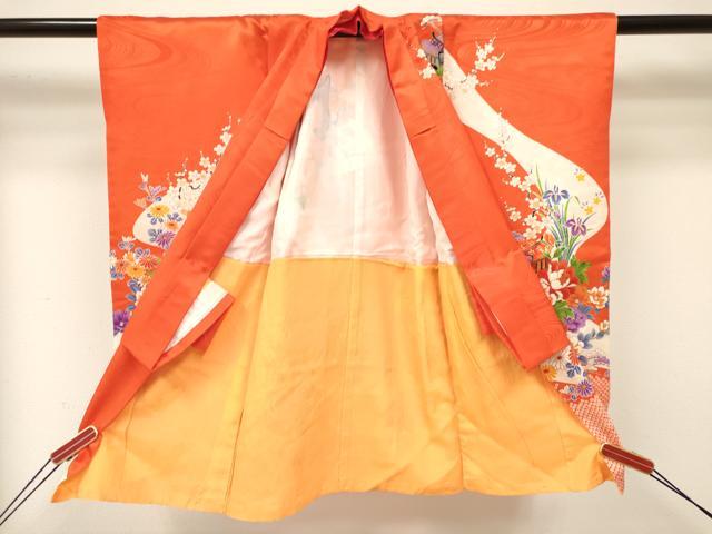 平和屋着物[]七五三　女の子　３歳　祝着　三つ身　駒刺繍　御所車花文　金彩　逸品　DAAY3107ma