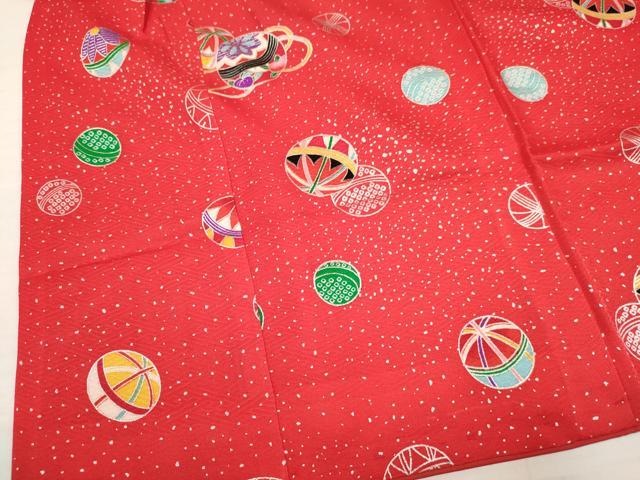 平和屋着物[]七五三　女の子　３歳　祝着　三つ身　鞠花文　銀彩　逸品　DAAY3110ma