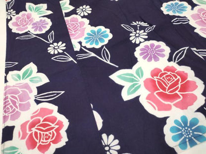 平和屋着物∴夏物 浴衣 女の子 子供 洋花文 綿 逸品 DAAY3113ma