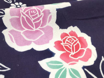 平和屋着物∴夏物 浴衣 女の子 子供 洋花文 綿 逸品 DAAY3113ma