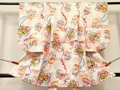 平和屋着物[]七五三　女の子　３歳　祝着　三つ身　鈴花文　金彩　逸品　DAAY3114ma