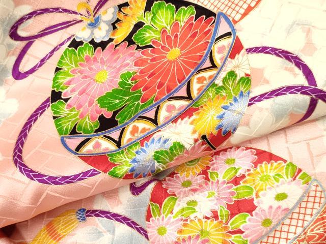 平和屋着物[]七五三　女の子　３歳　祝着　三つ身　鈴花文　金彩　逸品　DAAY3114ma