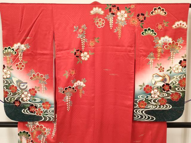 平和屋着物[]七五三　女の子　７歳　祝着　四つ身　鴛鴦花文　暈し染め　金彩　逸品　DAAY3115ma