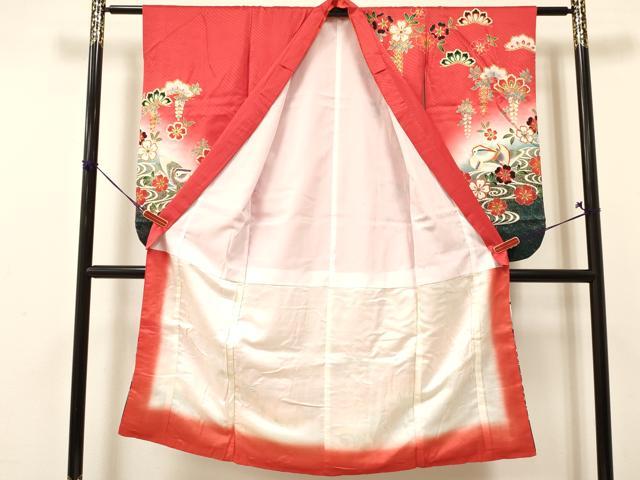 平和屋着物[]七五三　女の子　７歳　祝着　四つ身　鴛鴦花文　暈し染め　金彩　逸品　DAAY3115ma