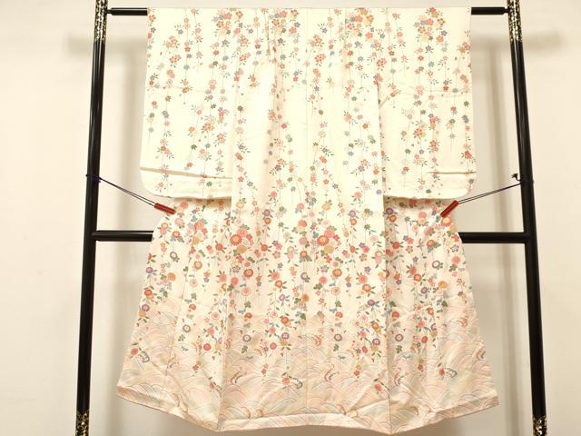 平和屋着物[]七五三　女の子　７歳　祝着　四つ身　立波花文　金彩　逸品　DAAY3117ma