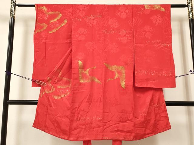 平和屋着物[]女の子　子供　長襦袢　袷　飛鶴雲文　金彩　逸品　未使用　DAAY3118ma