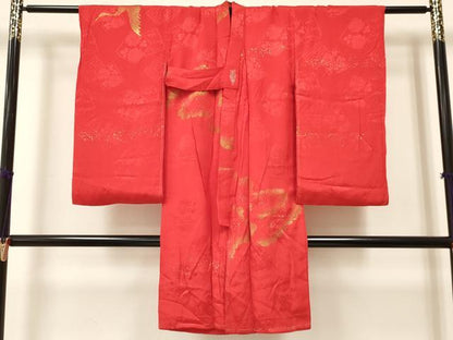 平和屋着物[]女の子　子供　長襦袢　袷　飛鶴雲文　金彩　逸品　未使用　DAAY3118ma