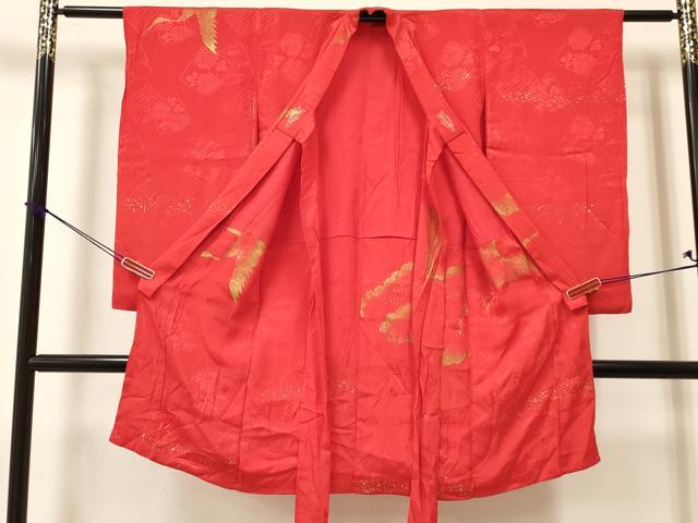 平和屋着物[]女の子　子供　長襦袢　袷　飛鶴雲文　金彩　逸品　未使用　DAAY3118ma