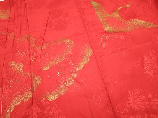 平和屋着物[]女の子　子供　長襦袢　袷　飛鶴雲文　金彩　逸品　未使用　DAAY3118ma