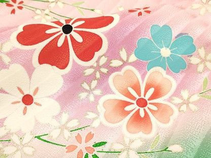 平和屋着物[]女の子　子供　流水花文　暈し染め　金彩　仮絵羽　逸品　未使用　DAAY3119ma