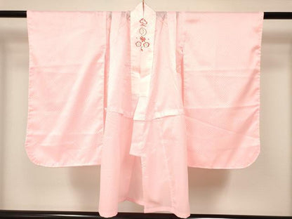 平和屋着物[]七五三　女の子　３歳　祝着　三つ身　長襦袢(無双仕立て・半衿刺繍)・被布セット　舞花文　逸品　DAAY3142ma