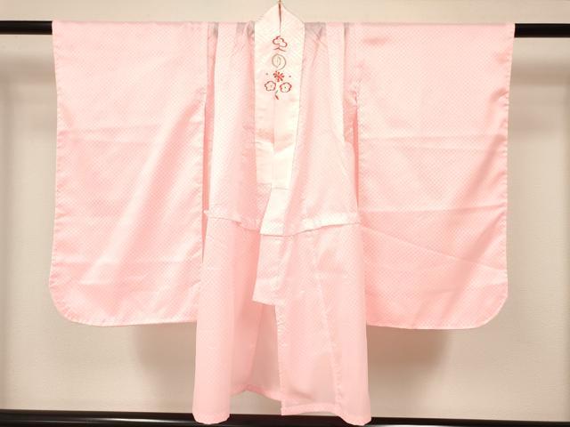 平和屋着物[]七五三　女の子　３歳　祝着　三つ身　長襦袢(無双仕立て・半衿刺繍)・被布セット　舞花文　逸品　DAAY3142ma