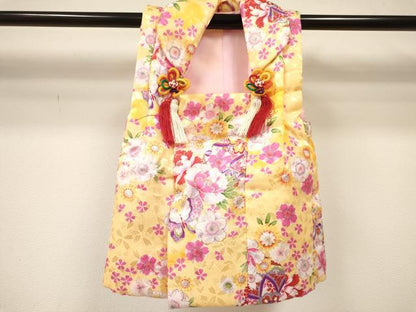 平和屋着物[]七五三　女の子　３歳　祝着　三つ身　長襦袢(単衣)・被布セット　鞠花蝶文　暈し染め　金彩　洗える着物　DAAY3143ma