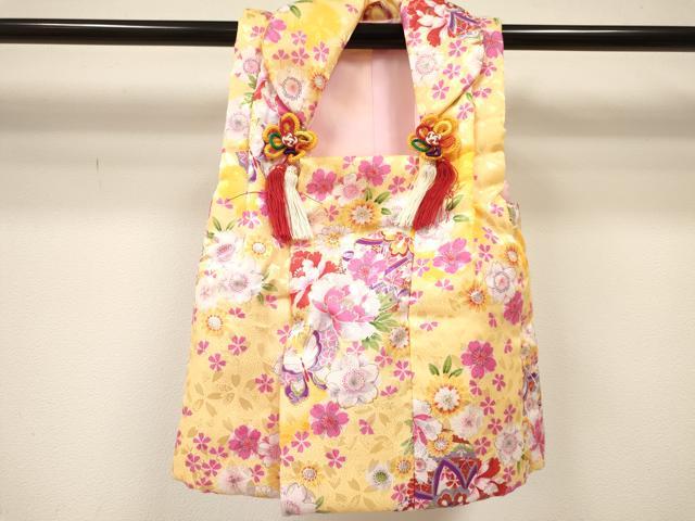 平和屋着物[]七五三　女の子　３歳　祝着　三つ身　長襦袢(単衣)・被布セット　鞠花蝶文　暈し染め　金彩　洗える着物　DAAY3143ma