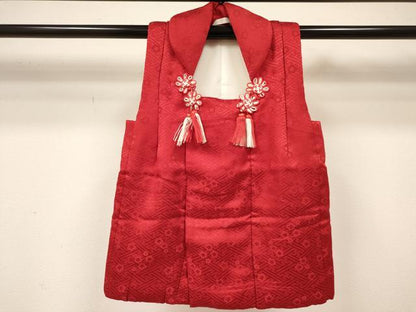 平和屋着物[]七五三　女の子　３歳　祝着　三つ身　長襦袢(単衣・半衿刺繍)・被布セット　鞠花丸文　金彩　逸品　DAAY3144ma