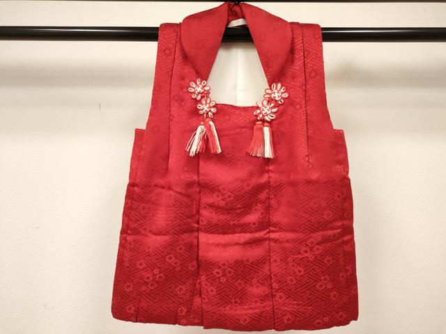 平和屋着物[]七五三　女の子　３歳　祝着　三つ身　長襦袢(単衣・半衿刺繍)・被布セット　鞠花丸文　金彩　逸品　DAAY3144ma
