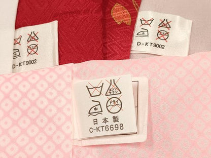 平和屋着物[]七五三　女の子　３歳　祝着　三つ身　長襦袢(単衣・半衿刺繍)・被布セット　鞠花丸文　金彩　逸品　DAAY3144ma