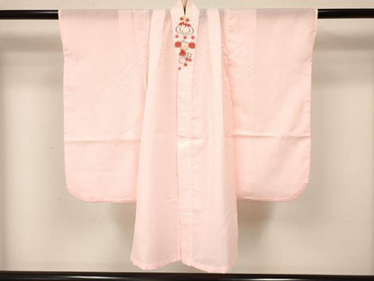 平和屋着物[]七五三　女の子　３歳　祝着　三つ身　長襦袢(単衣・半衿刺繍)・被布セット　花蝶文　暈し染め　金彩　逸品　DAAY3145ma