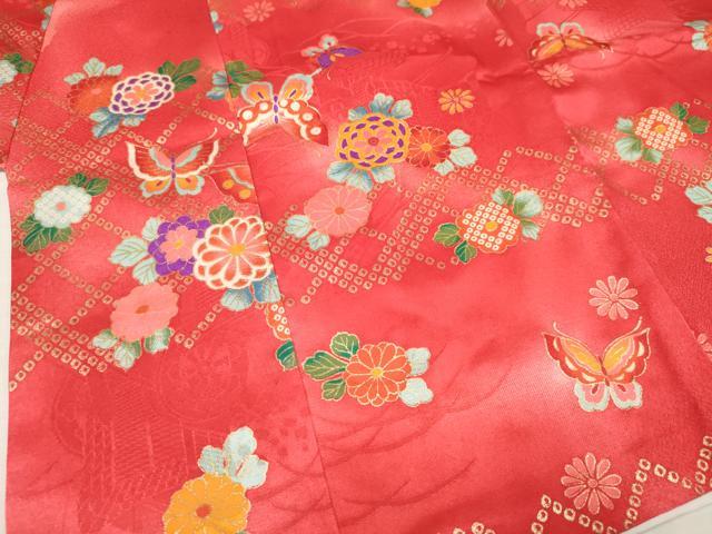 平和屋着物[]七五三　女の子　３歳　祝着　三つ身　長襦袢(単衣・半衿刺繍)・被布セット　花蝶文　暈し染め　金彩　逸品　DAAY3145ma
