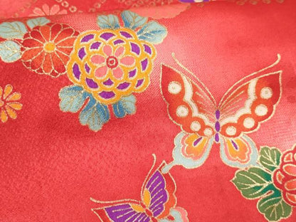 平和屋着物[]七五三　女の子　３歳　祝着　三つ身　長襦袢(単衣・半衿刺繍)・被布セット　花蝶文　暈し染め　金彩　逸品　DAAY3145ma