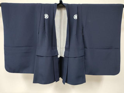 平和屋着物[]七五三　男の子　祝着・羽織セット　ミッドナイトブルー色　洗える着物　DAAY3147ma