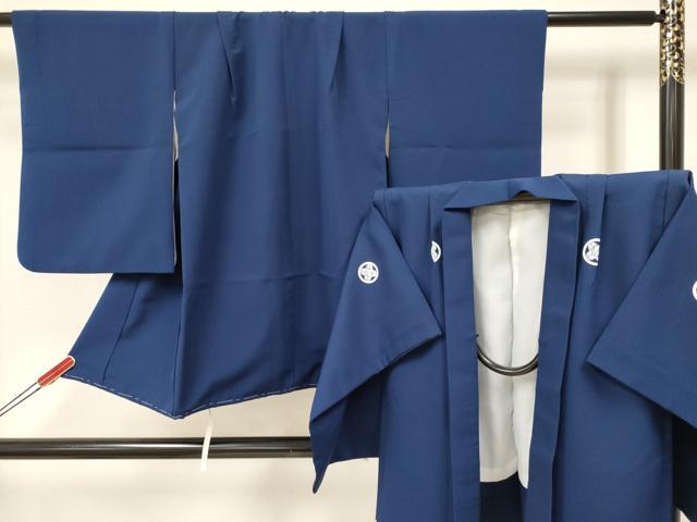 平和屋着物[]七五三 男の子 祝着・羽織セット 青藍色 洗える着物 DAAY3148ma