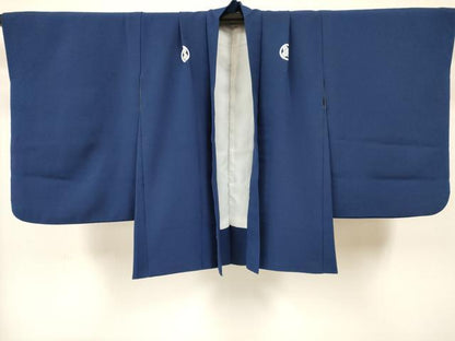 平和屋着物[]七五三　男の子　祝着・羽織セット　青藍色　洗える着物　DAAY3148ma