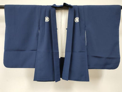 平和屋着物[]七五三　男の子　祝着・羽織セット　留紺色　洗える着物　DAAY3149ma