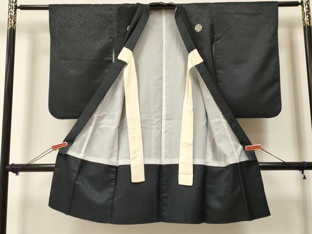 平和屋着物[]七五三　男の子　祝着・羽織セット　駒刺繍　鷹　鷲　立波松文　暈し染め　金彩　洗える着物　DAAY3152ma