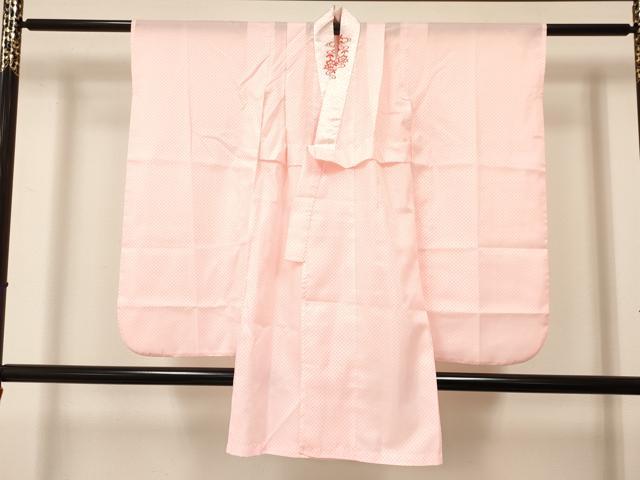 平和屋着物[]七五三　女の子　３歳　祝着　三つ身　長襦袢(単衣・半衿刺繍)セット　熨斗鼓飛鶴花文　金彩　逸品　DAAY3155ma