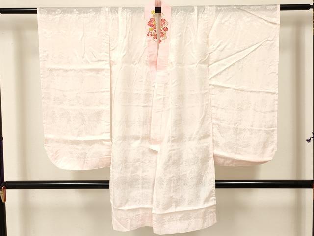 平和屋着物[]七五三　女の子　７歳　祝着　四つ身　襦袢(単衣・半衿刺繍)セット　駒刺繍　片輪車花蝶文　金彩　逸品　DAAY3157ma