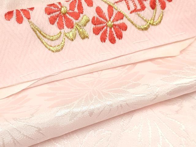 平和屋着物[]七五三　女の子　７歳　祝着　四つ身　襦袢(単衣・半衿刺繍)セット　駒刺繍　片輪車花蝶文　金彩　逸品　DAAY3157ma